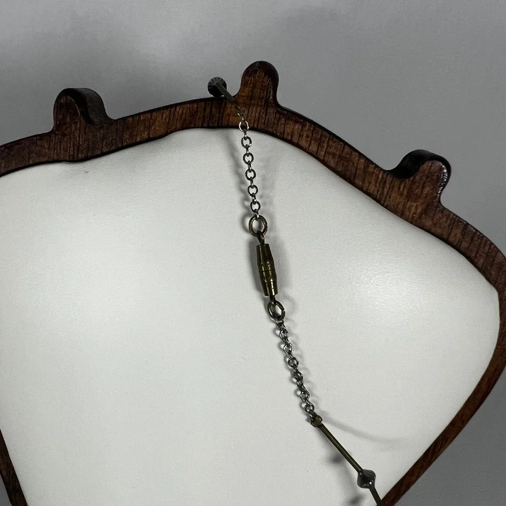 Vintage 90s Purple Beaded Gold Silver‎ Tone Choker 14.5